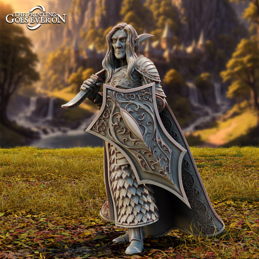 Product photo Tabletop 28mm The Printing Goes Ever On (TPGEO) 0: Elven Leader - Cevenor - Mighty Ruler of the Elven Folk