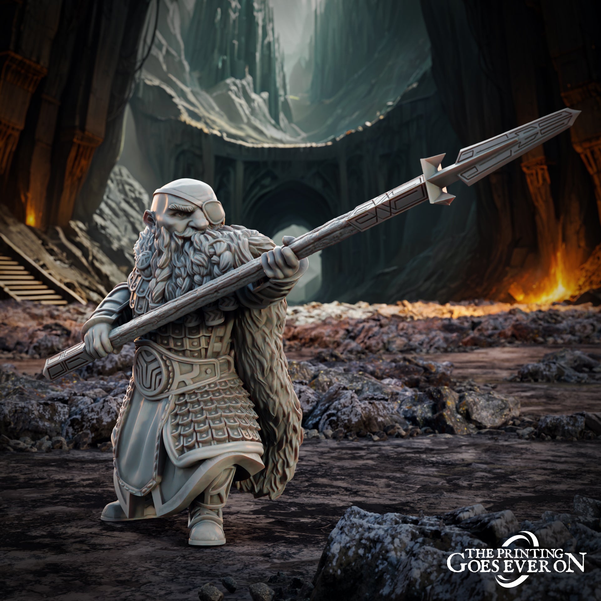 Product photo Tabletop 28mm The Printing Goes Ever On (TPGEO) 0: Dwarf Ruler - King Dunnir with Guard - Leader of the Dwarf Kingdom