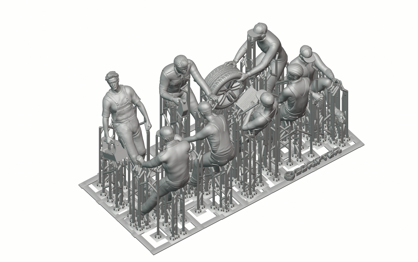 Product photo diorama and model building miniature figure: Mechanic Set 2, 8 figures