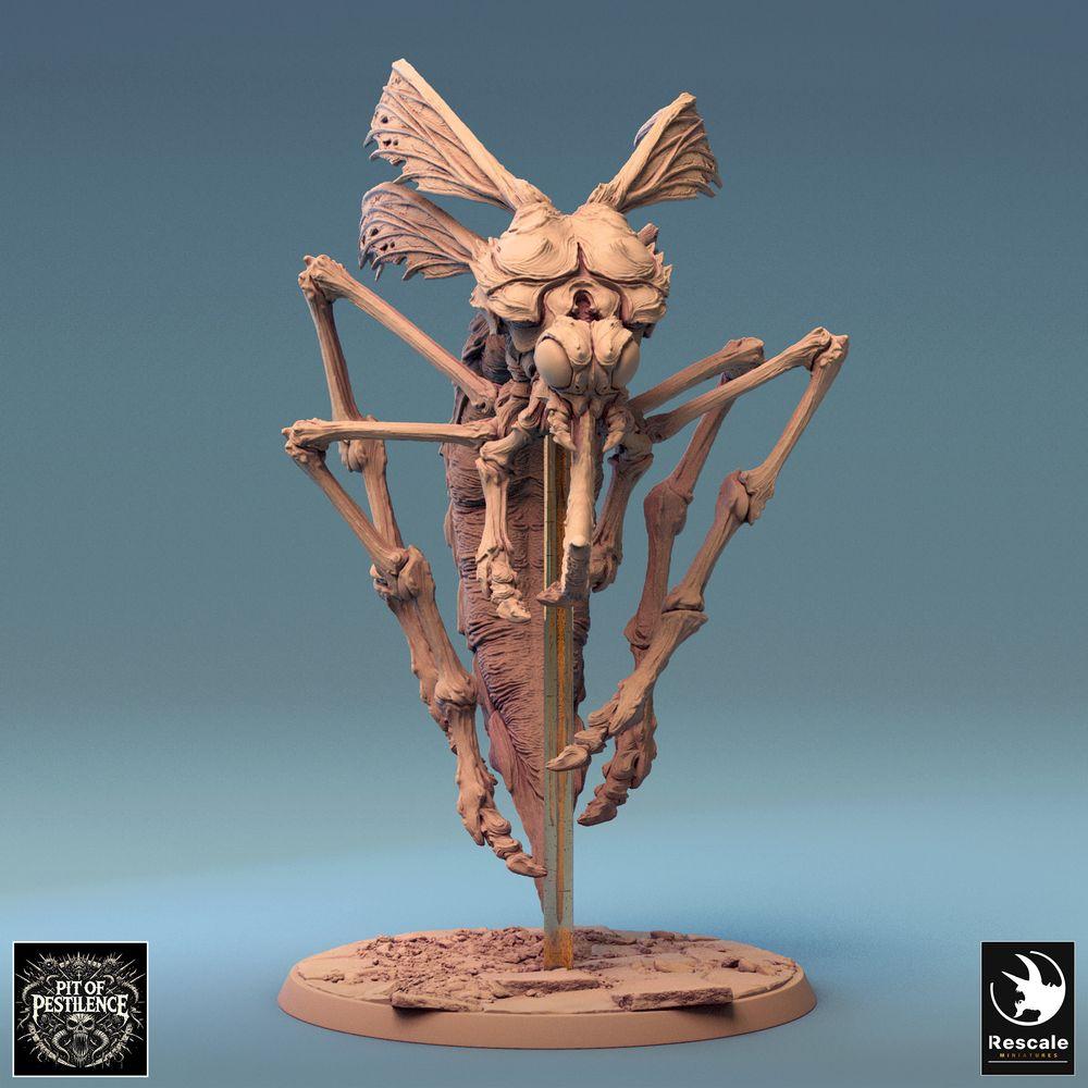 Product photo Tabletop 28mm Lord of the Print (LotP) 0: Tabletop miniature: Demonic Giant Mosquito / Blood Mosquito Dravon Hover, flying insect monster, swarm lord boss (24_08_E4)