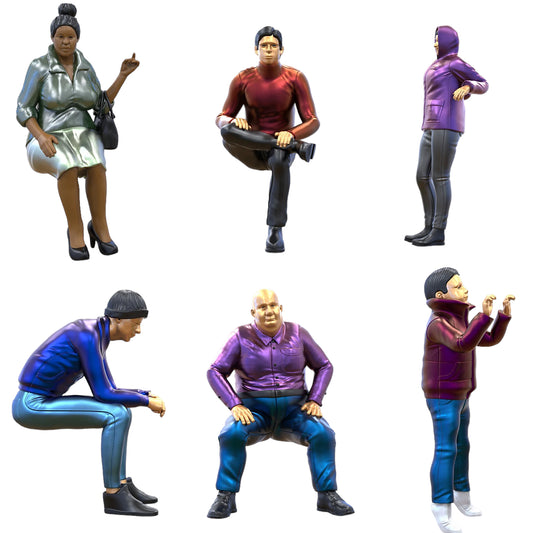 Product photo diorama and model building miniature figure: Spectator Set 2, 6 figures