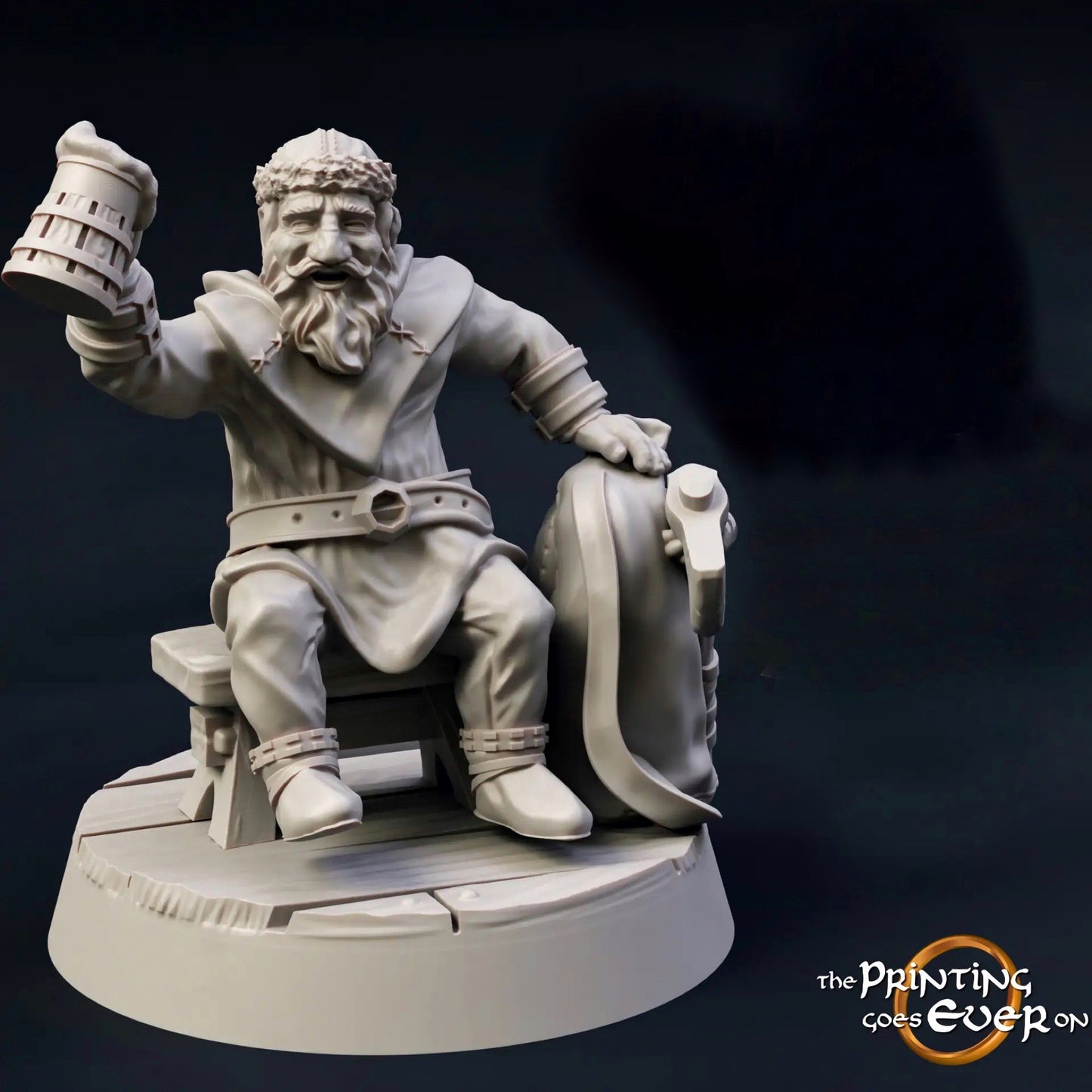 Product photo Tabletop 28mm The Printing Goes Ever On (TPGEO) 0: Medieval townsfolk and tavern guests: Innkeeper, guard, hunter, farmer, maid, guest, traveler