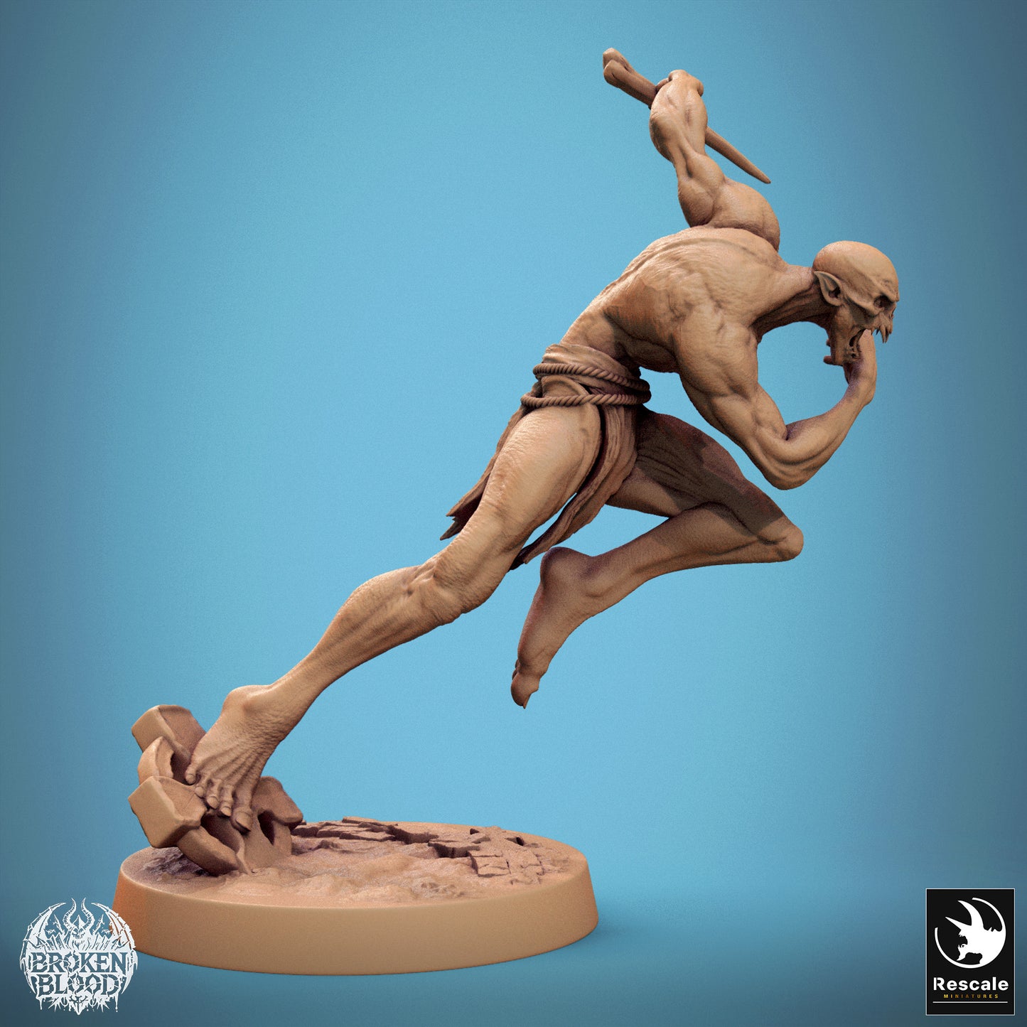 Product photo Tabletop 28mm Lord of the Print (LotP) 1: Tabletop miniature: Wild Ghoul in leap attack with claws - Ghoul, undead horror, predator monster, night stalker, boss monster/elite opponent (24_11_B1)