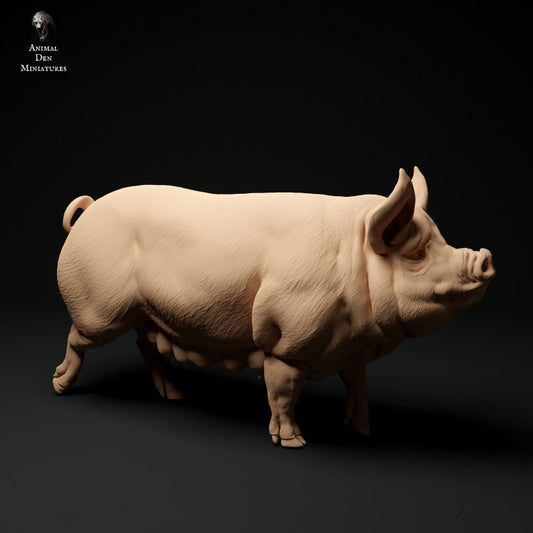Product photo Animal Figure Diorama, Model Building: 0: Farm Animal Figures: Pig - Berkshire Pig