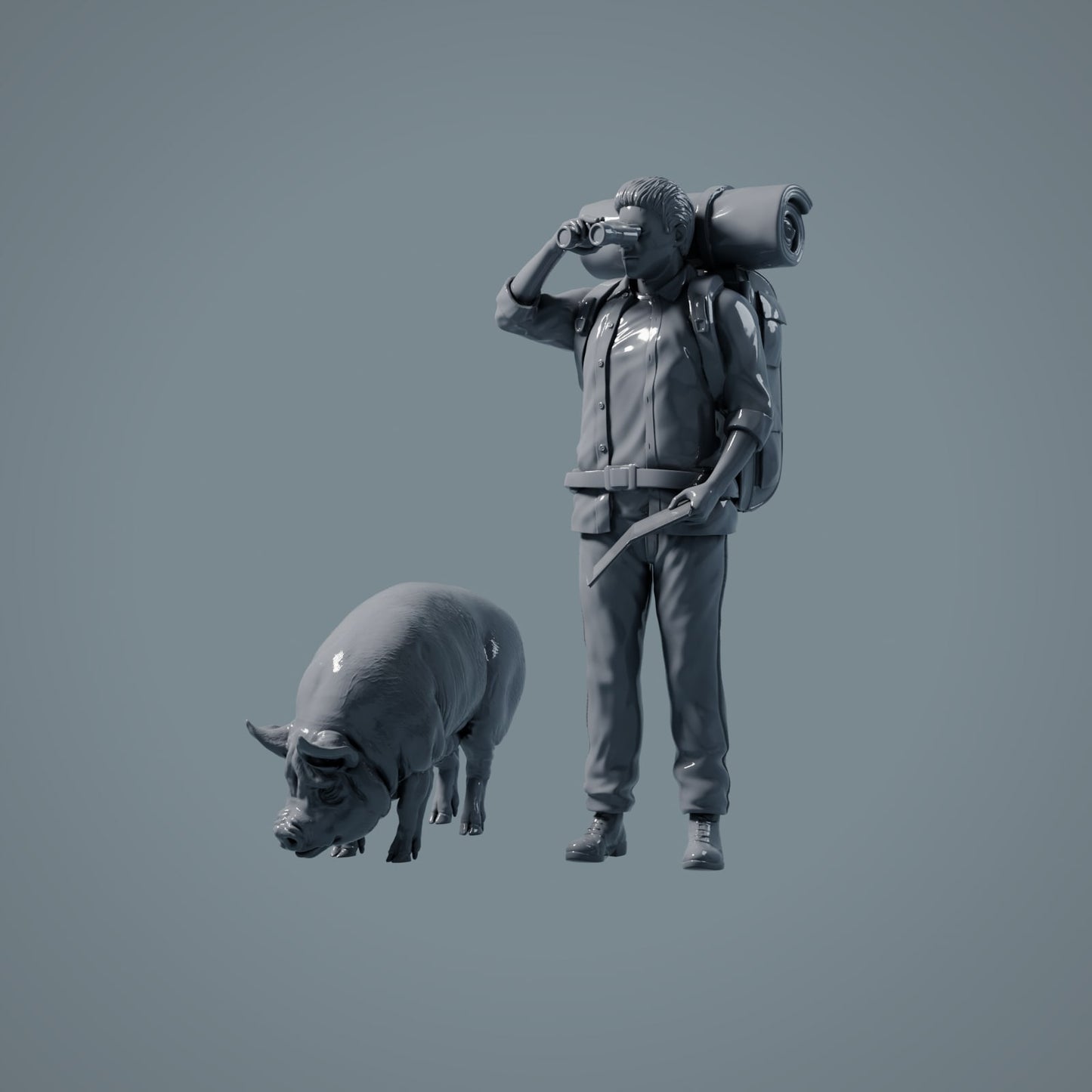 Farm Animal Figures: Grazing Pig - Berkshire Pig (a036)