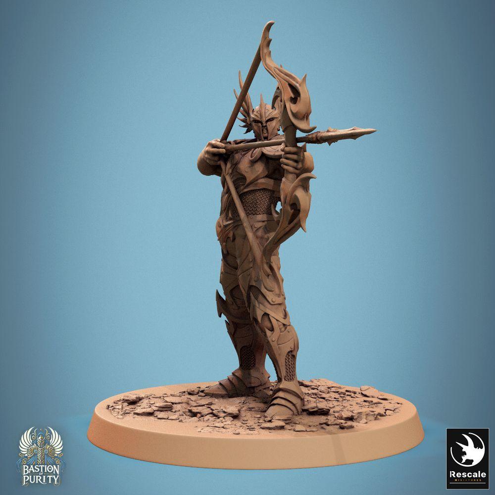 Product photo Tabletop 28mm Lord of the Print (LotP) 0: Tabletop miniature: Elf archer with longbow, wood elf ranger and scout - Sentinel of Aetherium (24_09_D1)