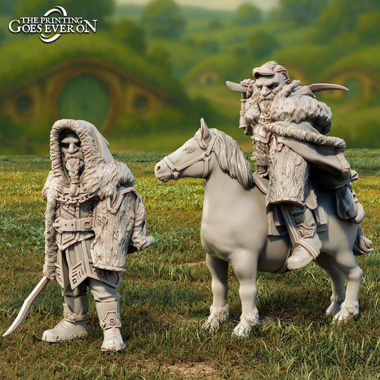 Product photo Tabletop 28mm The Printing Goes Ever On (TPGEO) 0: Thargrim - Dwarven Companion on Foot and on Pony
