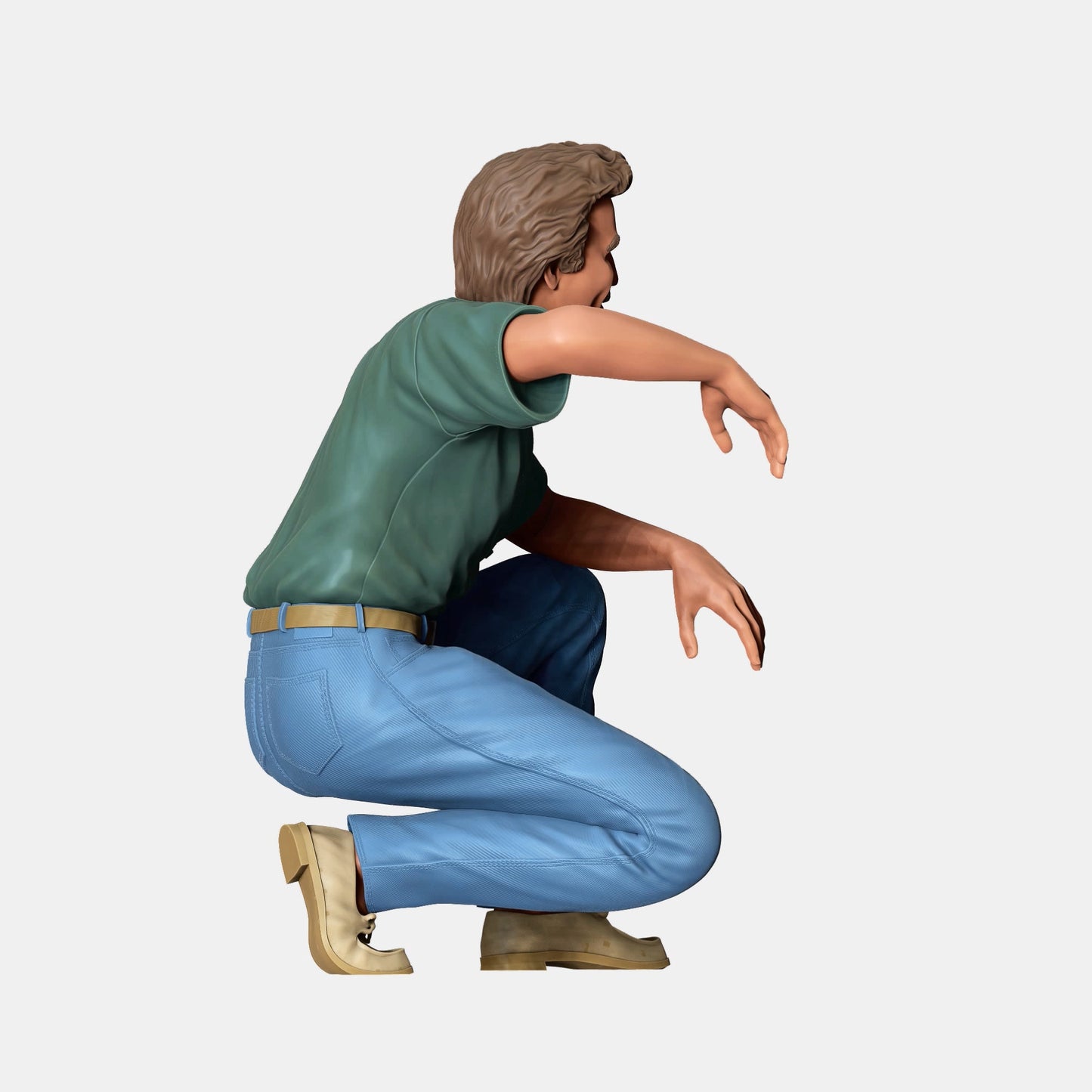 Product photo diorama and model building miniature figure: Sitting man in jeans: Cool guy