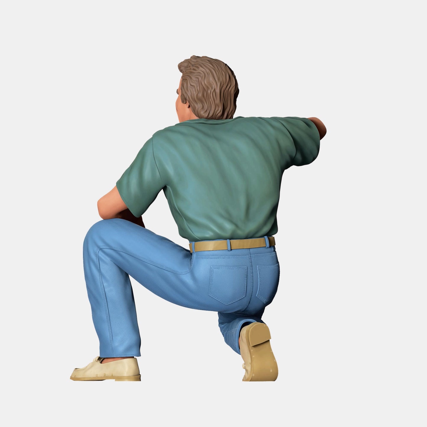 Product photo diorama and model building miniature figure: Sitting man in jeans: Cool guy