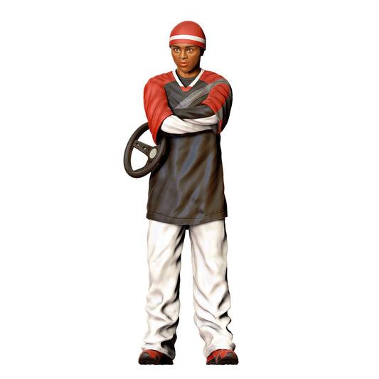 Diorama Model Building Product Photo 0: Young Man with Steering Wheel – Figure in Street Style Look - Car Enthusiast (Ref. No. 442)