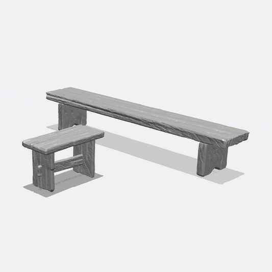 Product photo miniature furniture, diorama setup and model building 0: Furniture and inventory: 2 benches - beer benches (Ref. 44D)