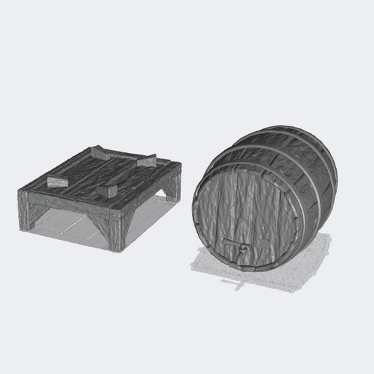Product photo miniature furniture, diorama and model building 0: Storage and organization: beer barrel with wooden table