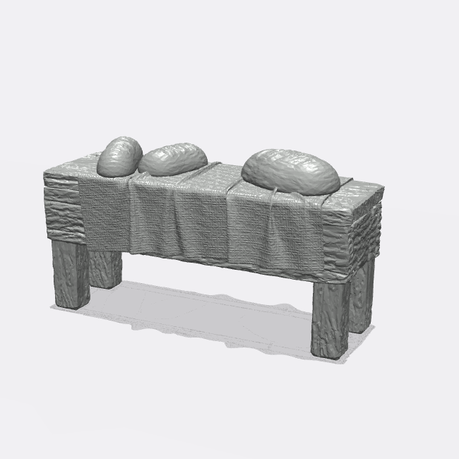 Produktfoto Miniatur Möbel, Einrichtung Diorama und Modellbau 0: In der Küche: Esstisch gedeckt mit Brot für Küche oder Esszimmer (Ref. 45D)
