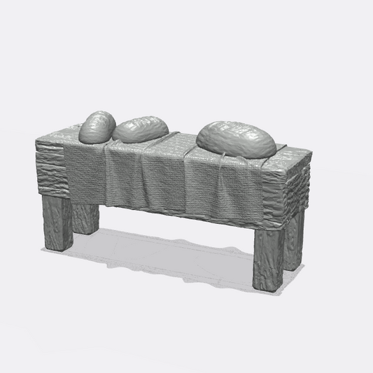Product photo miniature furniture, decor diorama and model building 0: In the kitchen: Dining table set with bread for kitchen or dining room (Ref. 45D)
