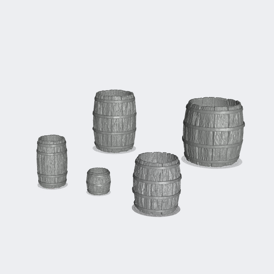 Product photo miniature furniture, diorama and model building: 0: Storage and organization: 5 open barrels (Ref. 20D)