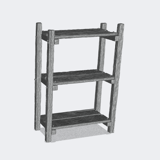 Product photo miniature furniture, diorama setup and model building 0: Furniture and inventory: wooden shelf - wooden shelf