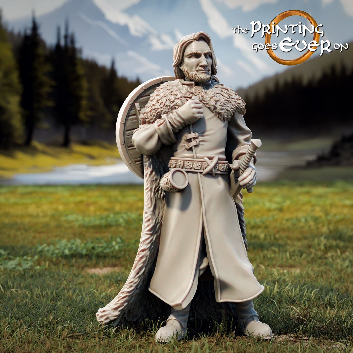 Product photo Tabletop 28mm The Printing Goes Ever On (TPGEO) 0: 9 Heroes in Wanderer Pose Remastered: Companions of Humans, Elves, Dwarves, and Halflings - Wanderer