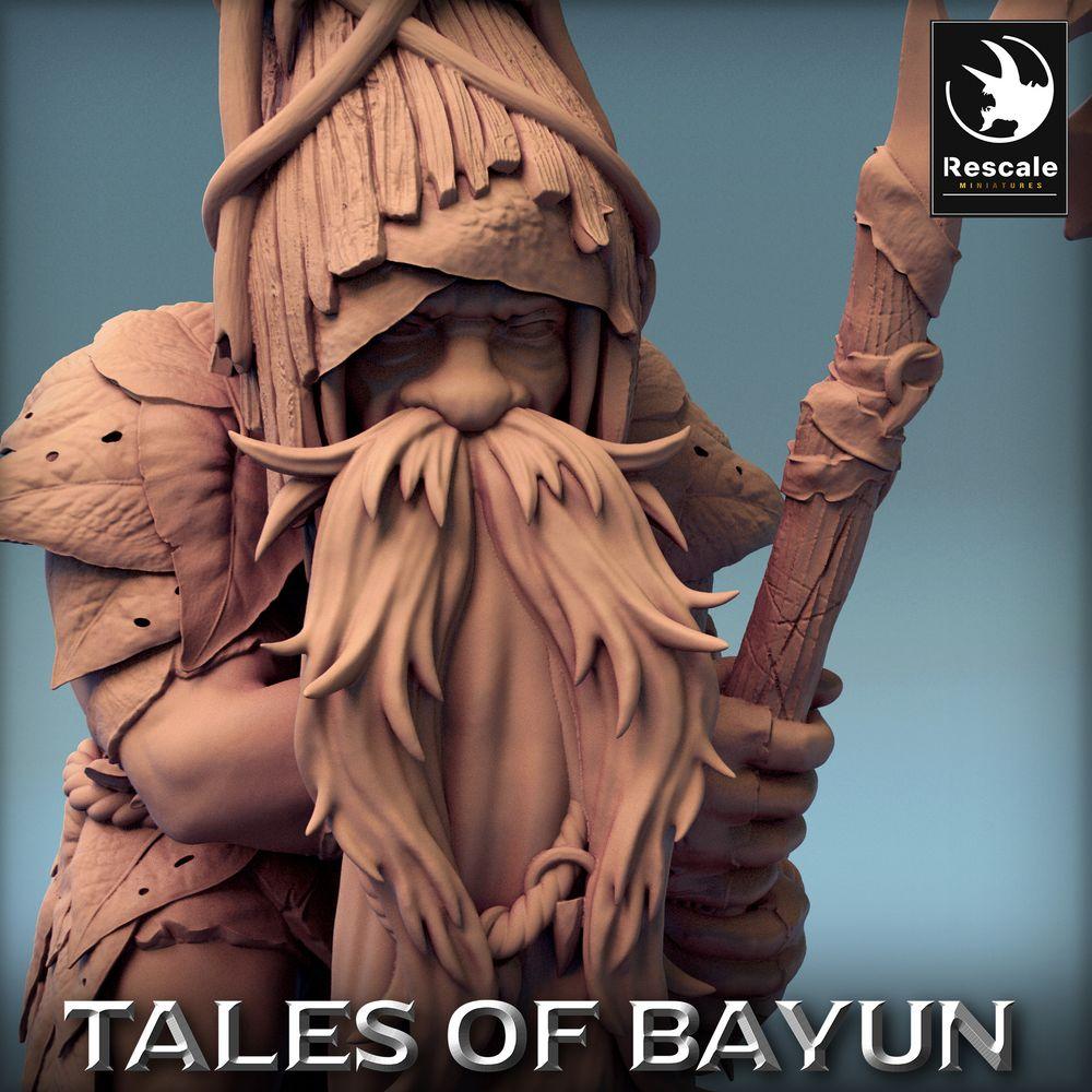 Product photo Tabletop 28mm Lord of the Print (LotP) 0: Fantasy Figure: Forest Shaman Druid with Thorned Staff - Tribal Elder, Rune Priest, Forest Shaman Druid (24_01_A6)