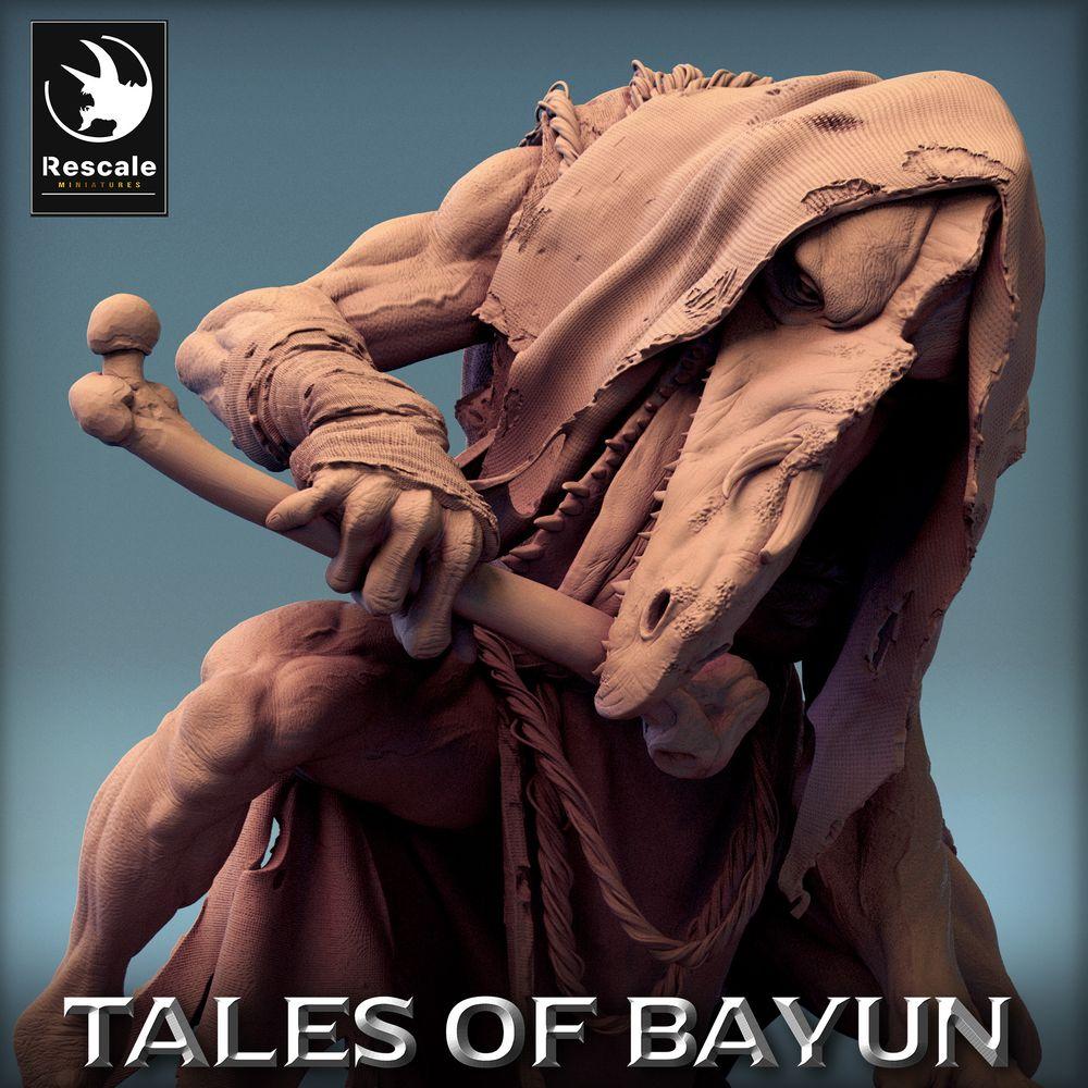 Product photo Tabletop 28mm Lord of the Print (LotP) 0: Tabletop miniature: Raven Shaman / Crow Priest - Birdman Necromancer with Ritual Staff, Dark Fantasy Cultist (Kikimora Ghoul-Eater) (24_01_E2)