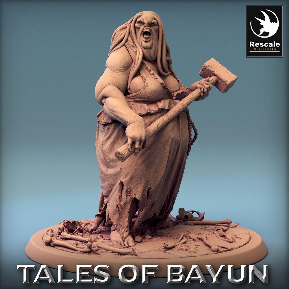 Product photo Tabletop 28mm Lord of the Print (LotP) 0: Tabletop figure: Kikimora Heavy Guard - Heavy Guardian, Ogre/Troll Berserker with Two-Handed Hammer (24_01_D2)