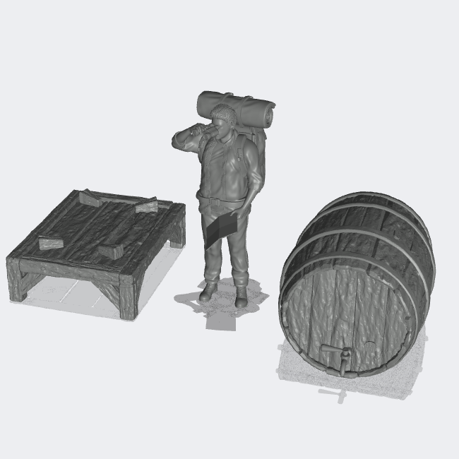 Produktfoto Miniatur Möbel, Einrichtung Diorama und Modellbau 0: Lagern und Aufbewahren: Bierfass mit Holztisch