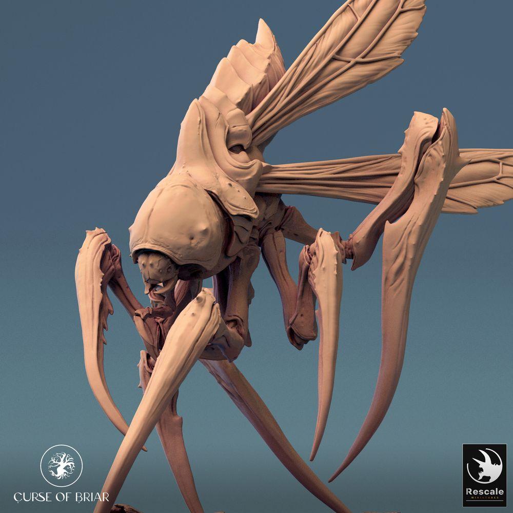 Product photo Tabletop 28mm Lord of the Print (LotP) 0: Tabletop miniature: Fyrionis - insectoid horror, mantid monster, and winged creature with sickle claws, dungeon boss (24_07_D2)