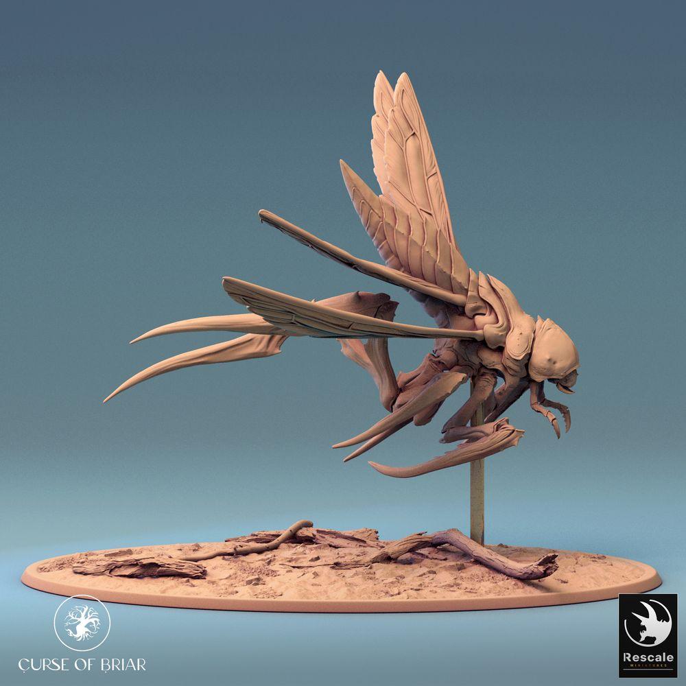 Product photo Tabletop 28mm Lord of the Print (LotP) 0: Tabletop miniature: Insectoid flying beast - Mantis creature with scythe arms, swarm creature, Giant Wasp (24_07_D8)