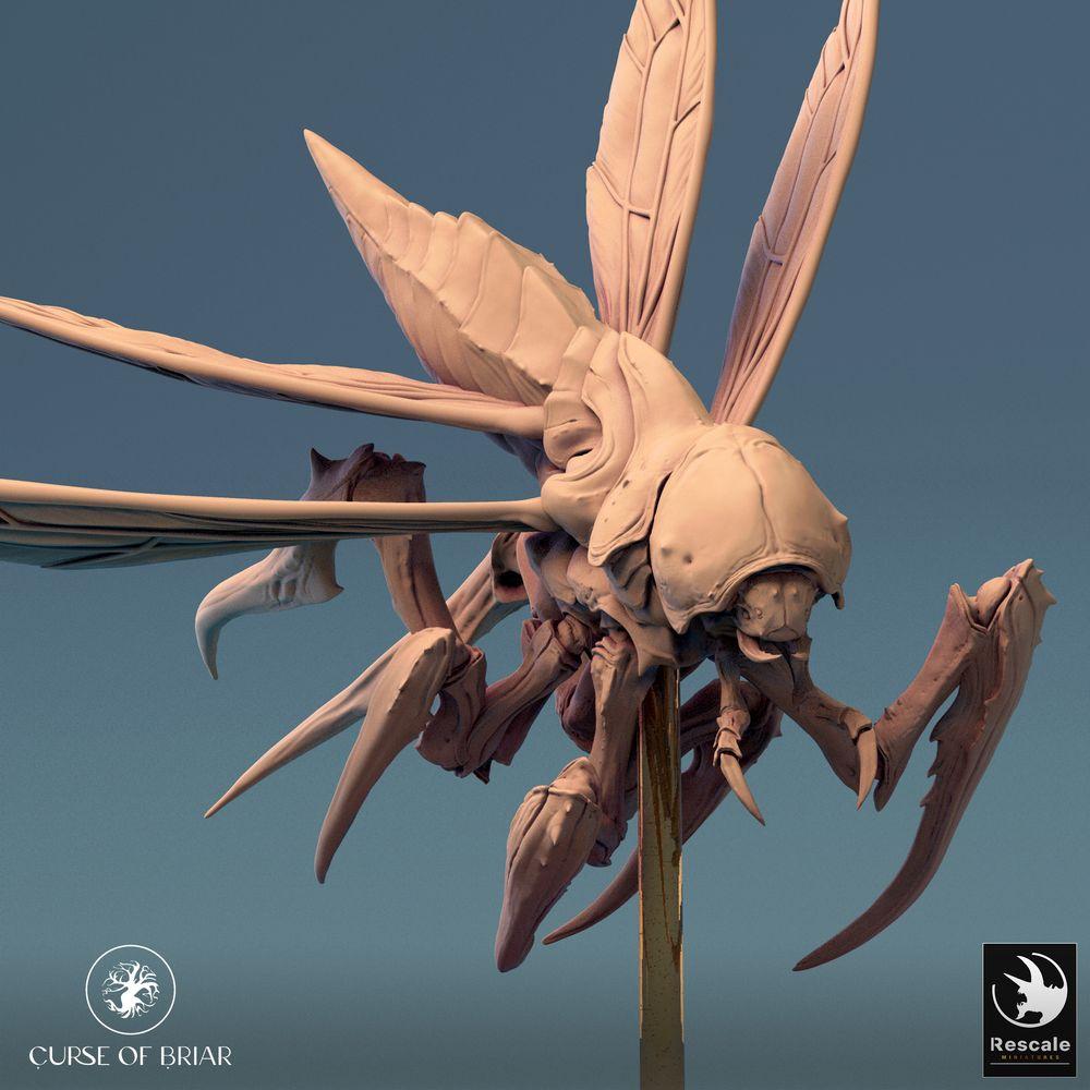 Product photo Tabletop 28mm Lord of the Print (LotP) 0: Tabletop miniature: Insectoid flying beast - Mantis creature with scythe arms, swarm creature, Giant Wasp (24_07_D8)