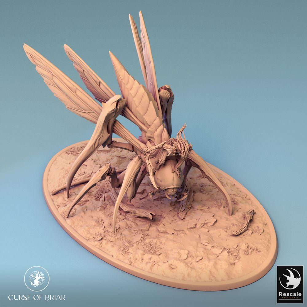 Product photo Tabletop 28mm Lord of the Print (LotP) 0: Tabletop miniature: Insect rider on giant mantis, wasp rider, swarm rider, chitin beast as mount, boss monster (24_07_D6)