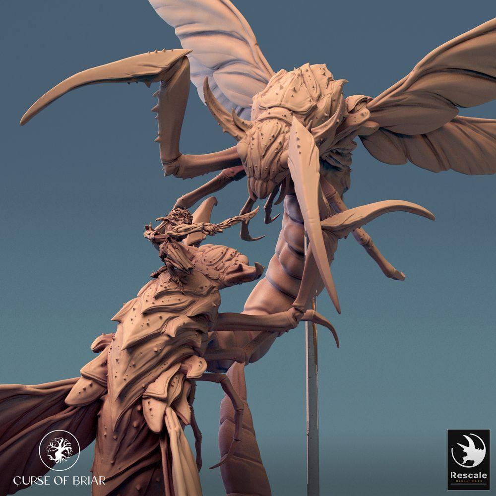 Product photo Tabletop 28mm Lord of the Print (LotP) 0: Tabletop miniature: Skycutter Battle Air Combat, insectoid flying monster, giant wasp/hornet beast, swarm queen, boss enemy (24_07_E1)