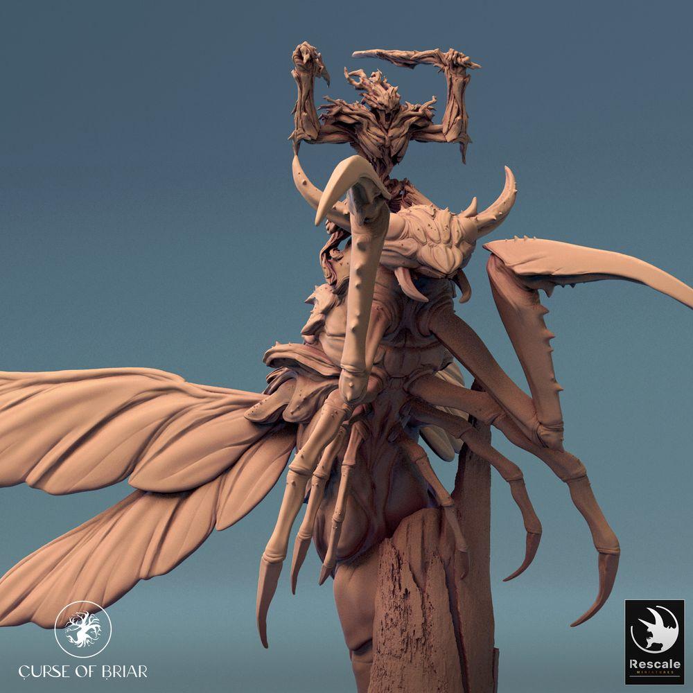 Produktfoto Tabletop 28mm Lord of the Print (LotP) 0: Tabletop Miniatur: Insektoider Dämonenreiter auf Flügelbestie, Schwarmfürst, Waldgeist-Schamane, Skycutter Guard (24_07_E4)