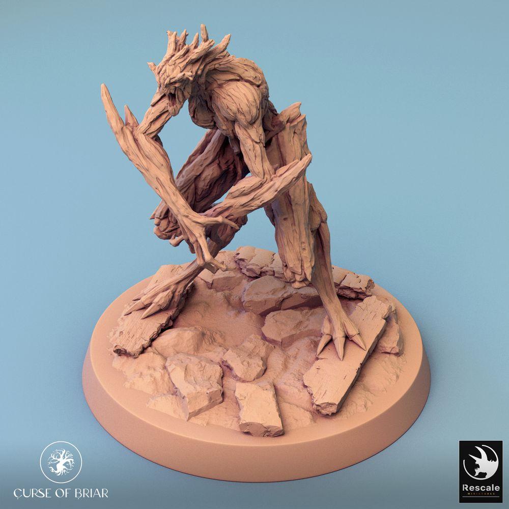 Product photo Tabletop 28mm Lord of the Print (LotP) 0: Fantasy miniature: Woodfey Forest Guardian with Blade Arms - Tree Shepherd, Thorn Colossus, Wood Spirit, Root Brood (24_07_A18)