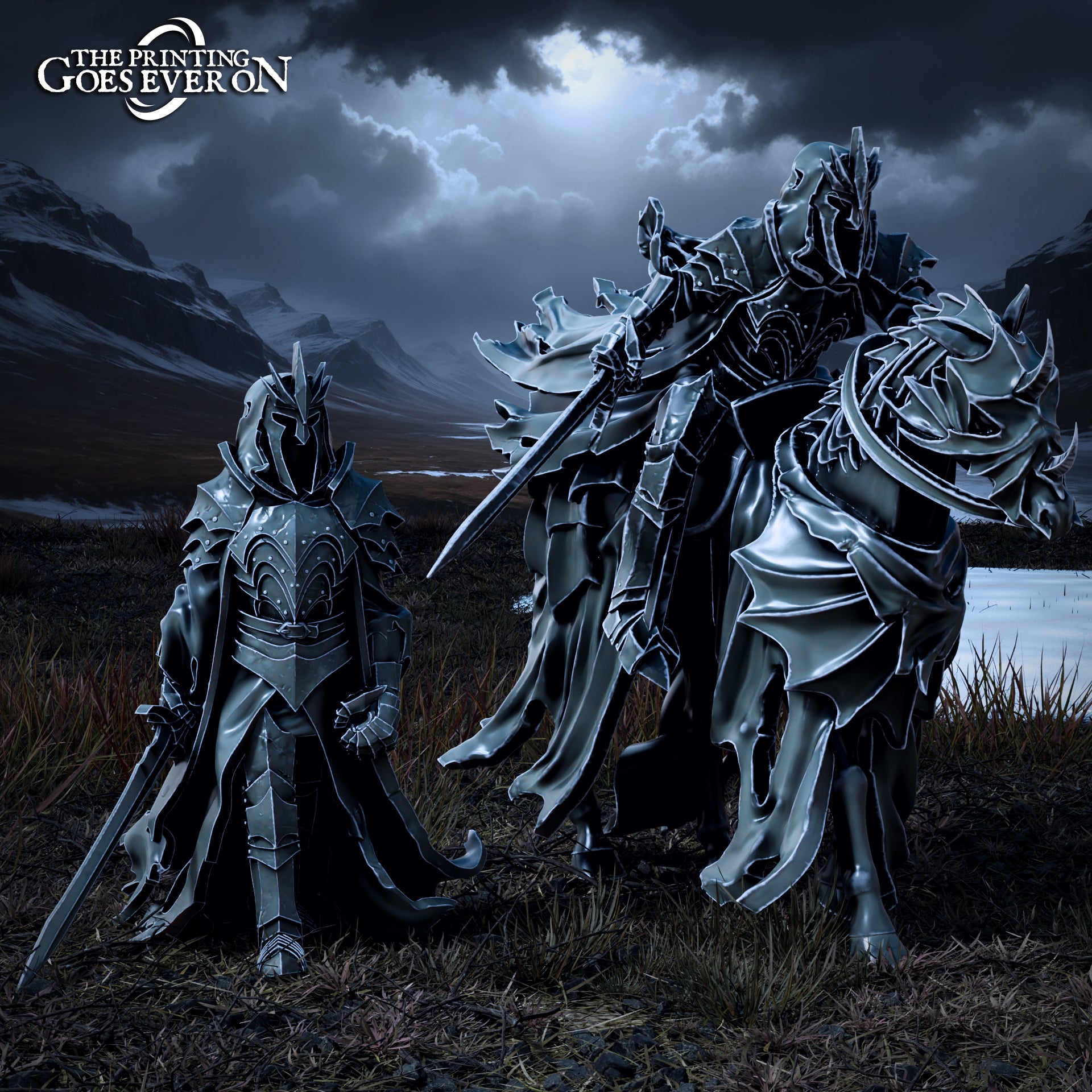 Product photo Tabletop 28mm The Printing Goes Ever On (TPGEO) 0: Dark King - On Foot and with Horse - Evil Creatures of the Northern Realms