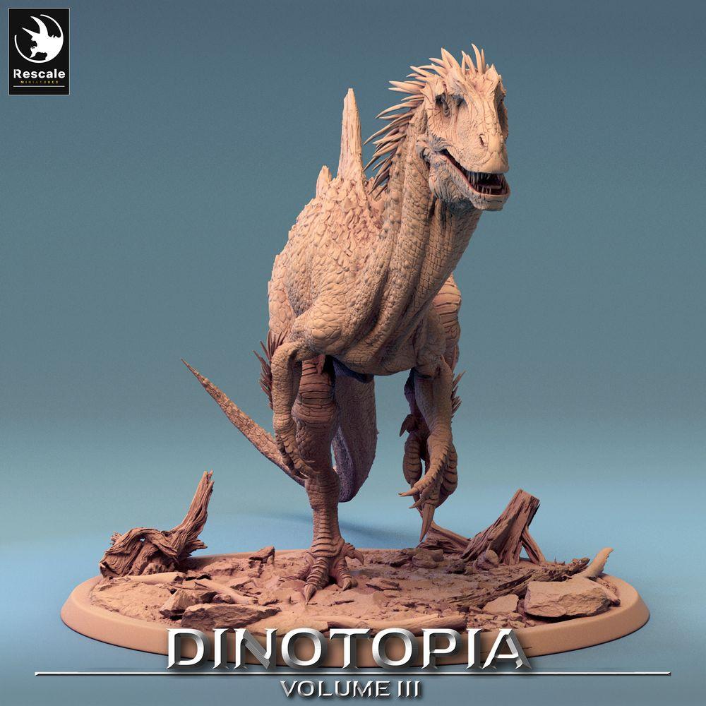 Product photo Tabletop 28mm Lord of the Print (LotP) 0: Tabletop miniature: Concavenator predator - Raptor figure in attack, dinosaur miniature, wargaming monster (24_06_C9)