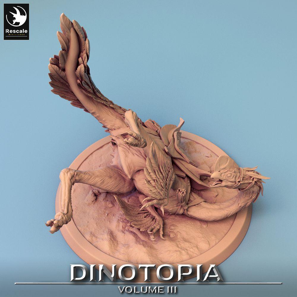 Product photo Tabletop 28mm Lord of the Print (LotP) 0: Tabletop miniature: Oviraptor mount fallen, feathered raptor, dinosaur beast, raptor mount (24_06_D2)