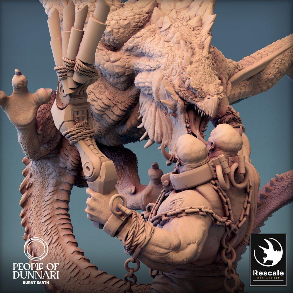 Product photo Tabletop 28mm Lord of the Print (LotP) 0: Tabletop miniature: Wyvern Attack on Chain Warrior - Dragon miniature, Lindwurm, Wyvern Attack (24_03_K1)