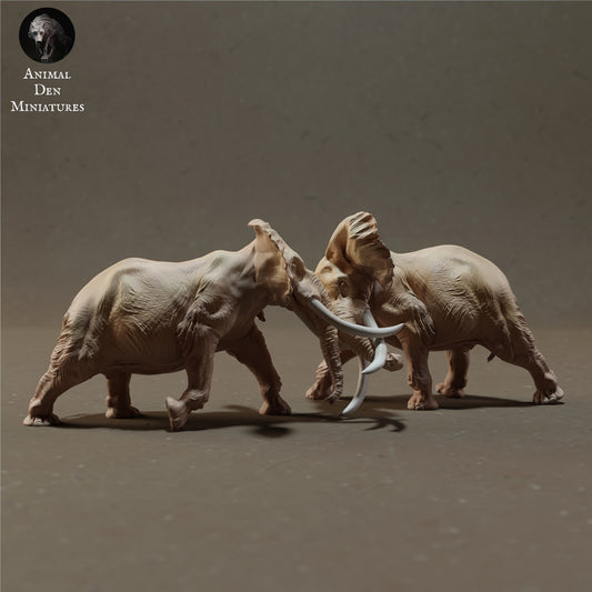 Product photo Animal Figure Diorama, Model Building: 0: African Bull Elephants Fighting - Savanna Animals
