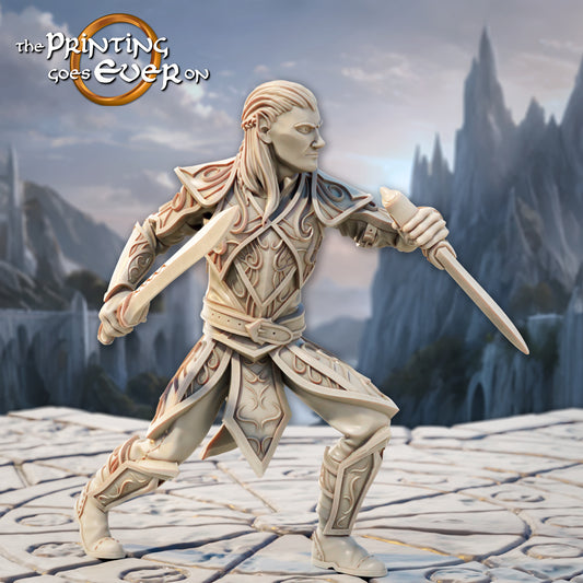 Product photo Tabletop 28mm The Printing Goes Ever On (TPGEO) 0: Elven Duelists - 2 Warriors of the Elven Race - Swordsmen