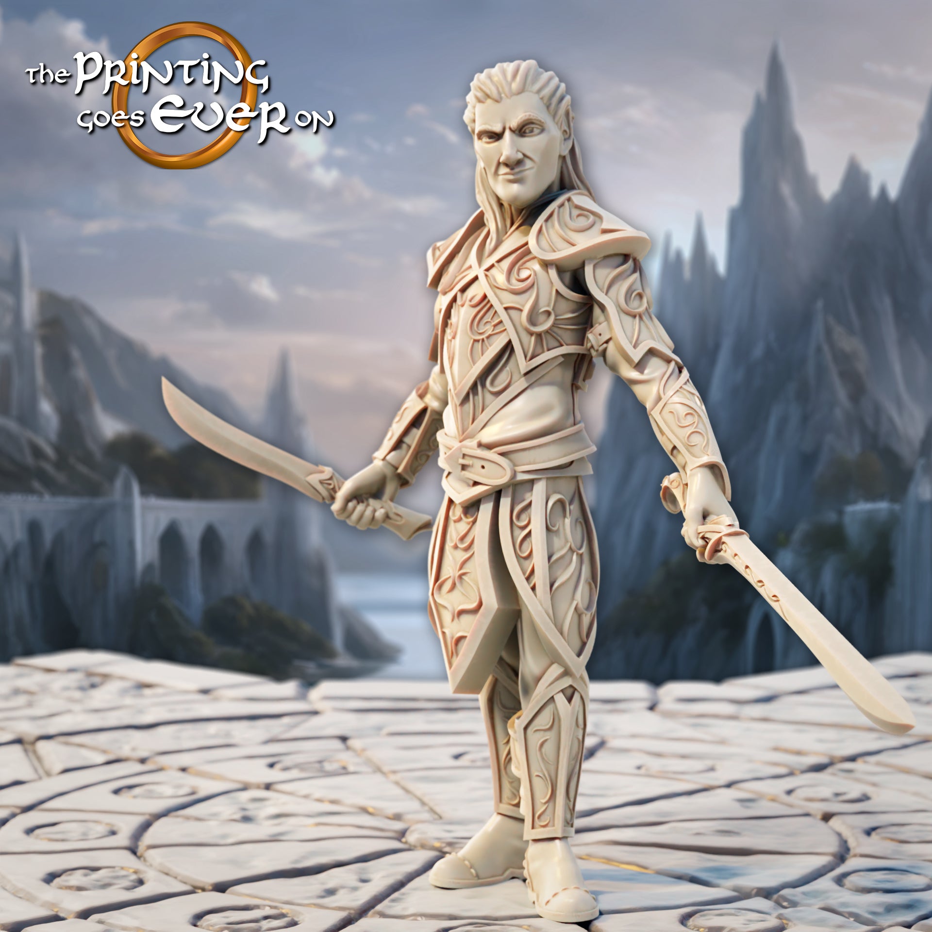 Product photo Tabletop 28mm The Printing Goes Ever On (TPGEO) 0: Elven Duelists - 2 Warriors of the Elven Race - Swordsmen