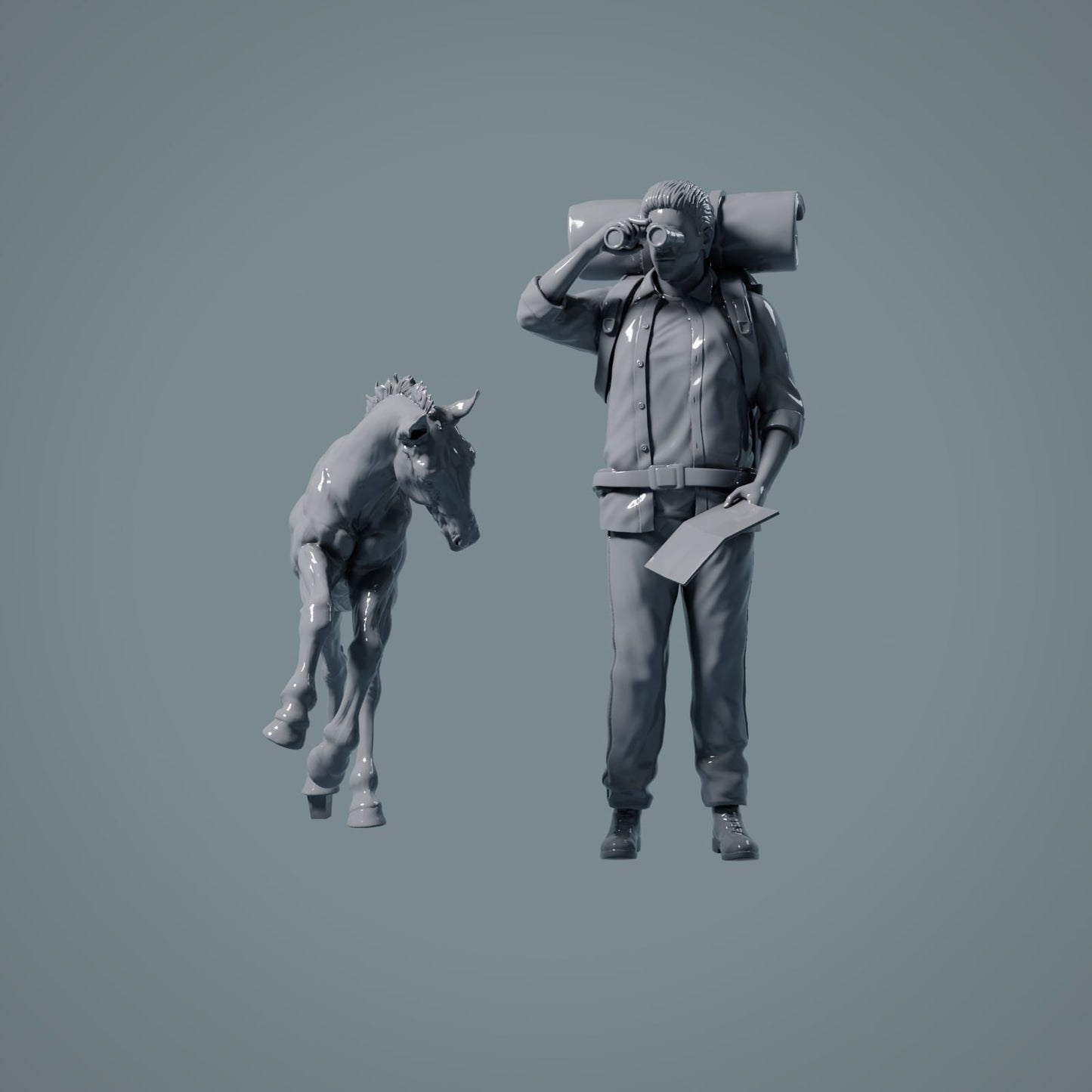 Farm Animal Figure: 2 Foals - Running and Lying Horse (a017)