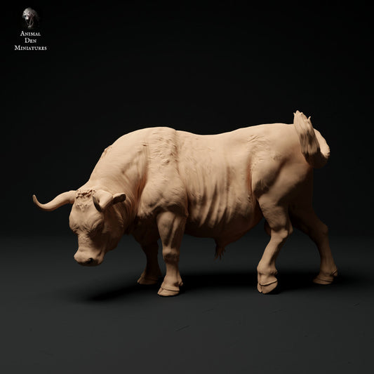 Product photo Animal Figure Diorama, Model Building: 0: Farm Animal Figure: Grazing Bull - Red Devon Bull