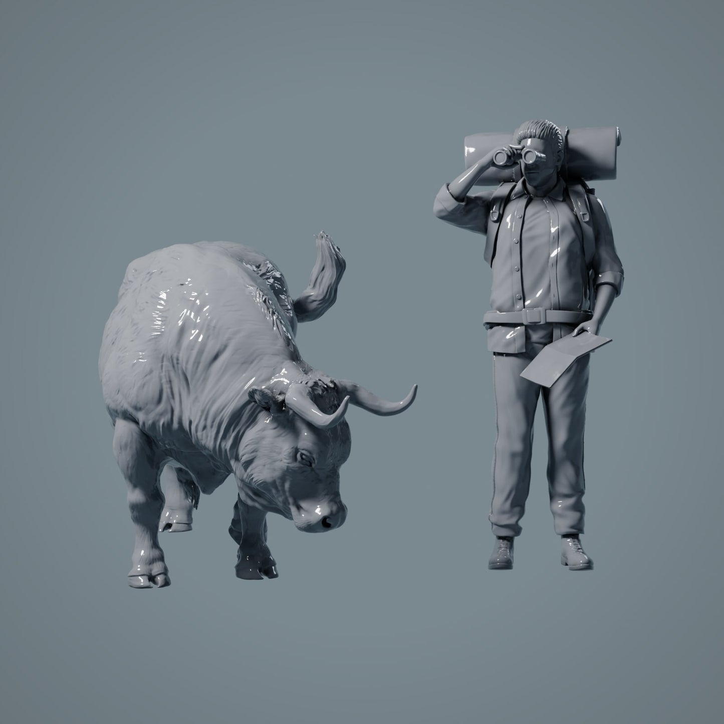 Farm Animal Figure: Grazing Bull - Red Devon Bull (a033)