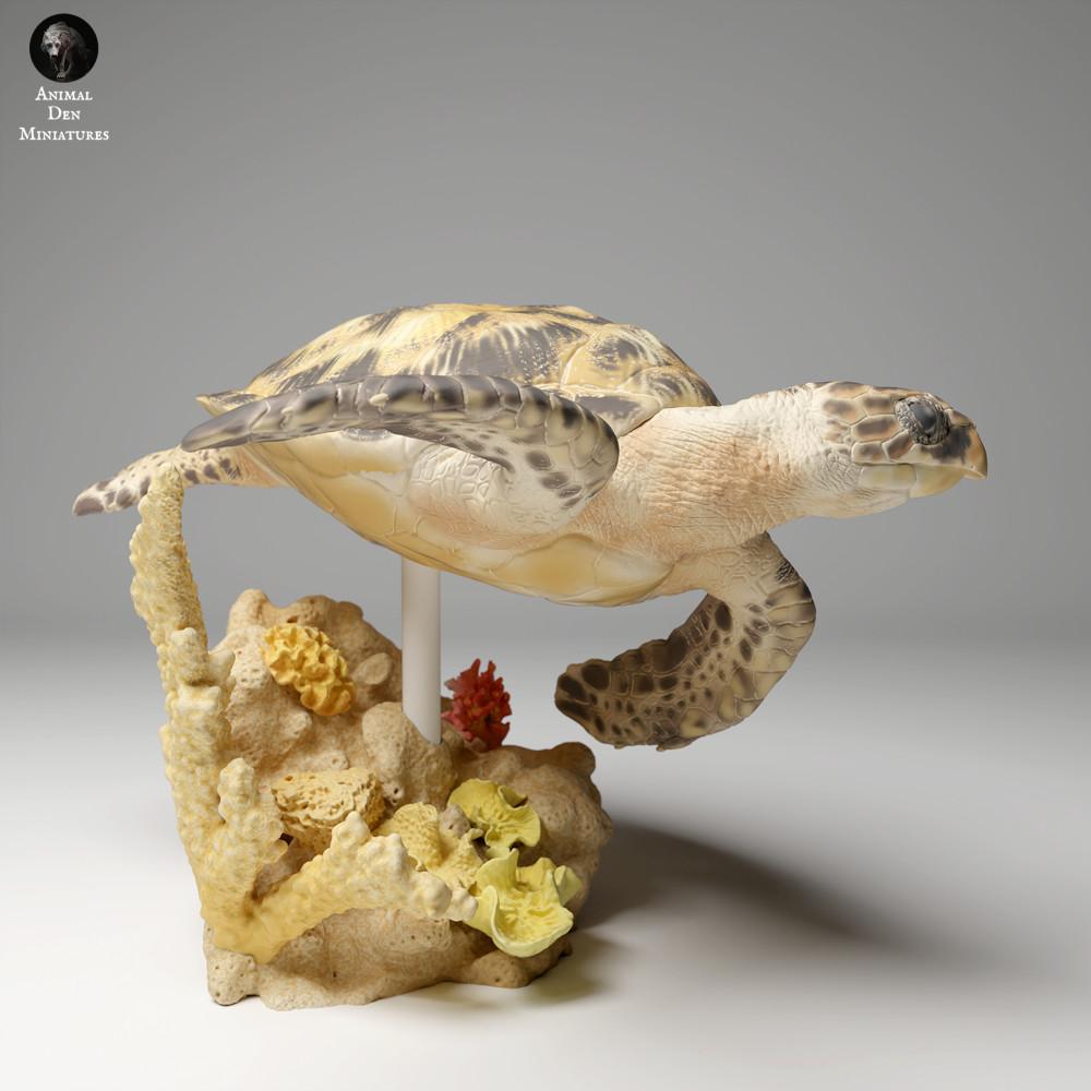 Product photo animal figure Animal Den Miniatures 2: Sea animal figure: Real Hawksbill Sea Turtle - swimming (24_05_03)