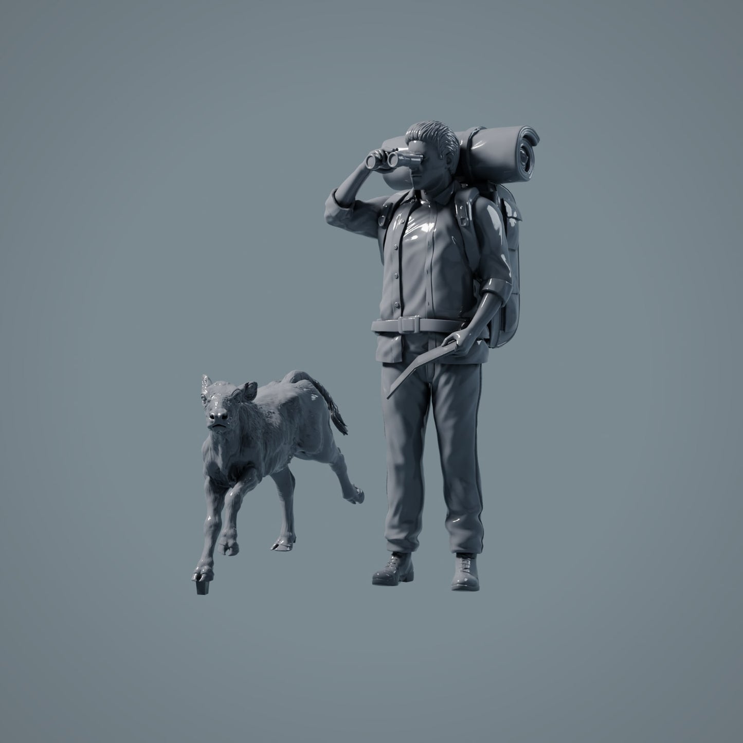 Farm Animal Figure: Running Calf - Red Devon Cow (a030)