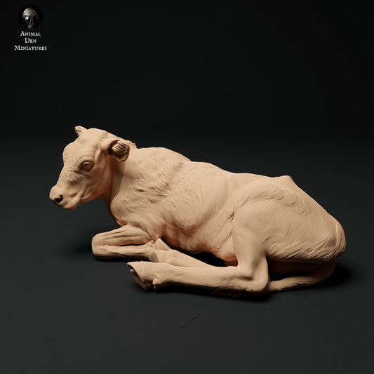 Product photo Animal Figure Diorama, Model Building: 0: Farm Animal Figure: lying calf - Red Devon Cow