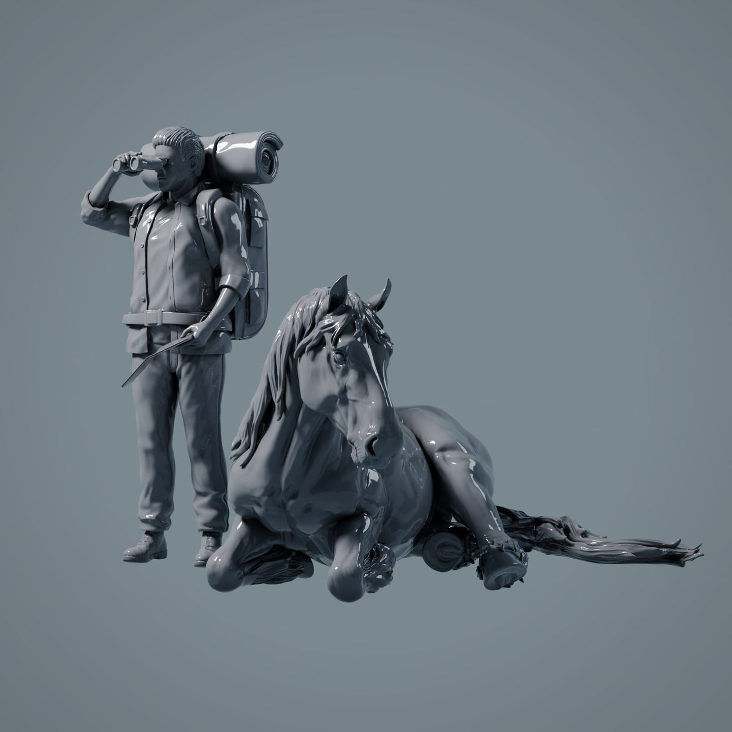 Farm Animal Figure: Lying Horse, Mare - Suffolk Punch (a013)