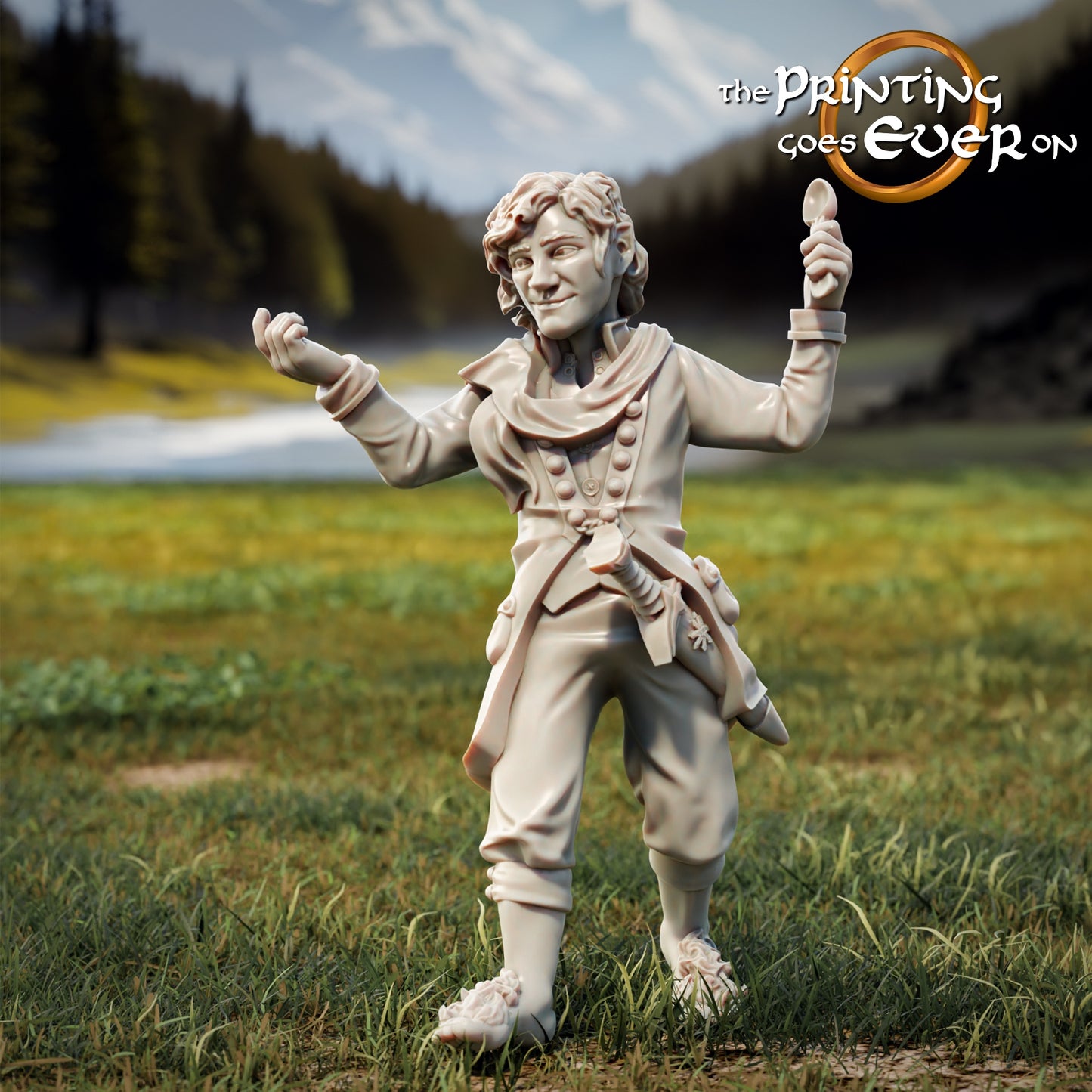 Product photo Tabletop 28mm The Printing Goes Ever On (TPGEO) 0: 9 Heroes in Wanderer Pose Remastered: Companions of Humans, Elves, Dwarves, and Halflings - Wanderer