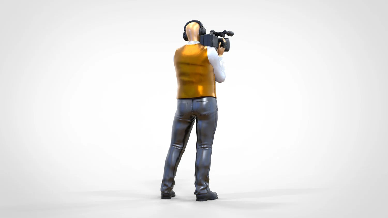 Product photo diorama and model building miniature figure: Reporter team - cameraman with handheld camera