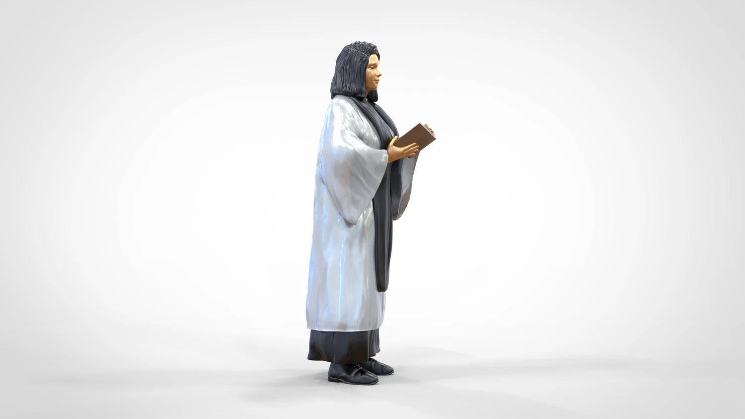 Product photo diorama and model building miniature figure: Clergy: Pastor / Priestess with Bible in service