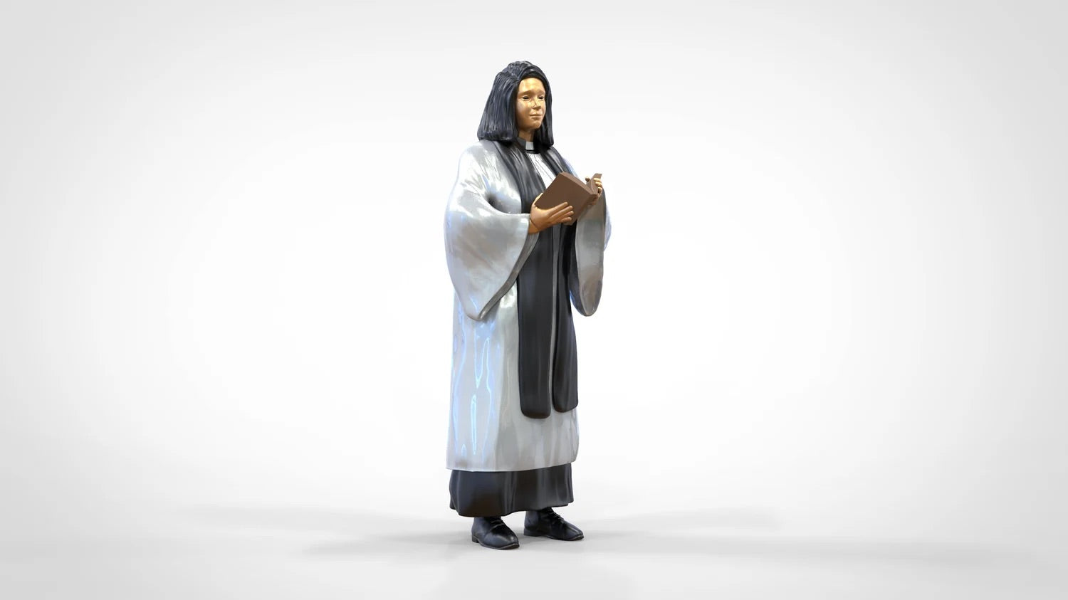 Product photo diorama and model building miniature figure: Clergy: Pastor / Priestess with Bible in service